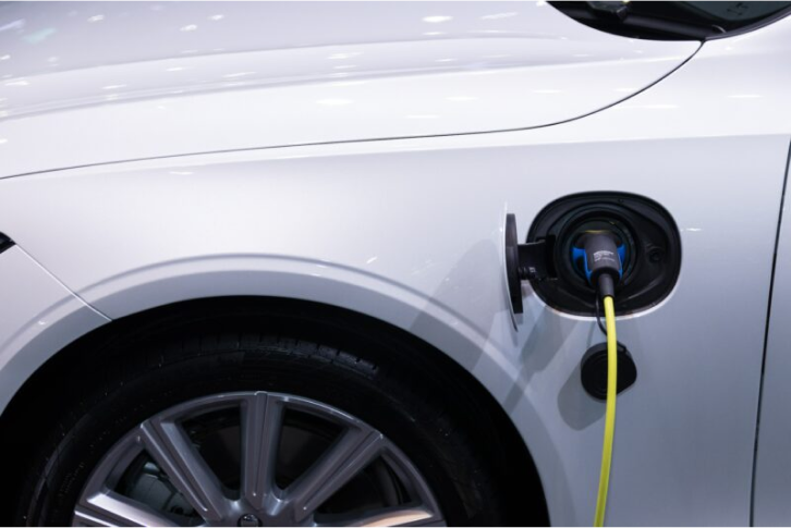 Close-up of charging an electric car