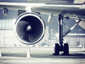 A picture of an aircraft turbine on the tarmac